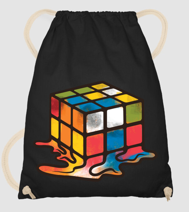 Melted Rubik model negru pe tricou