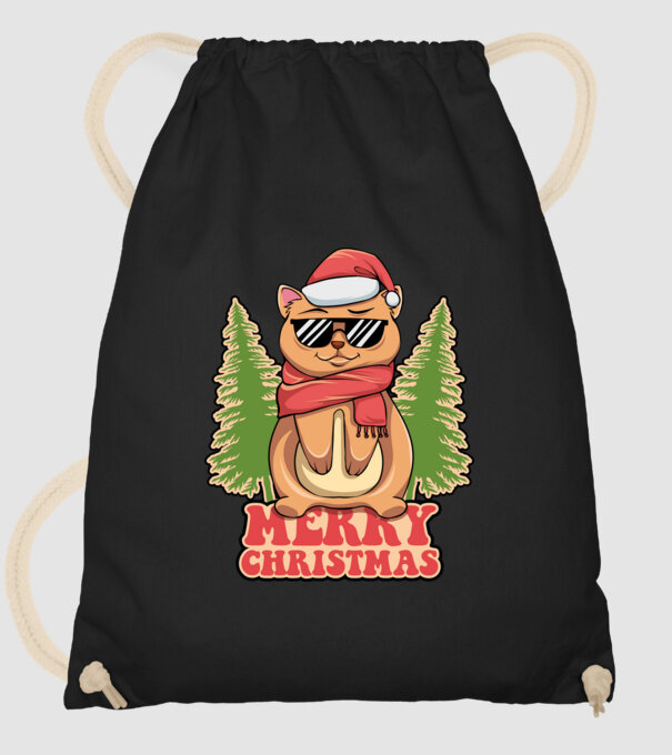 Merry christmas cat model negru pe tricou