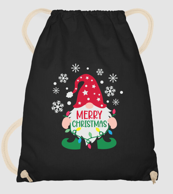 Merry christmas gnome model negru pe tricou