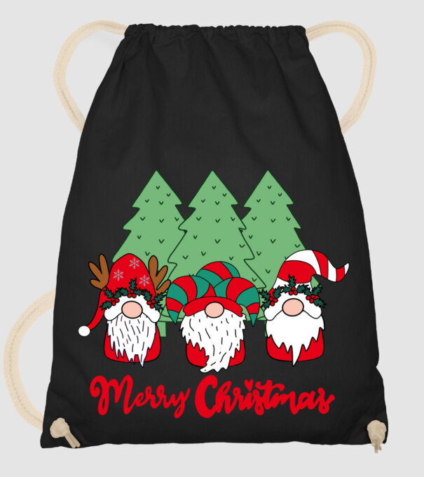 Merry christmas gnomes model negru pe tricou