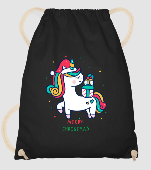 merry christmas unicorn model negru pe tricou