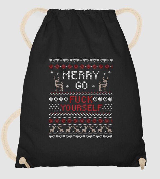 Merry go fuck yourself model negru pe tricou
