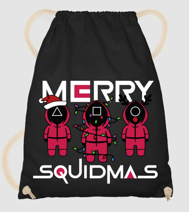 Merry squidmas model negru pe tricou