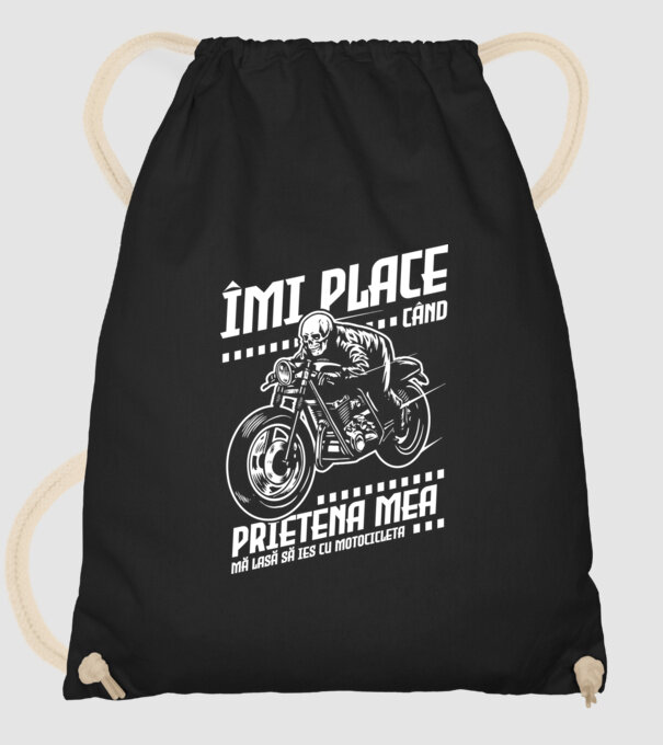 îmi place când prietena mea mă lasă să ies cu motocicleta model negru pe tricou
