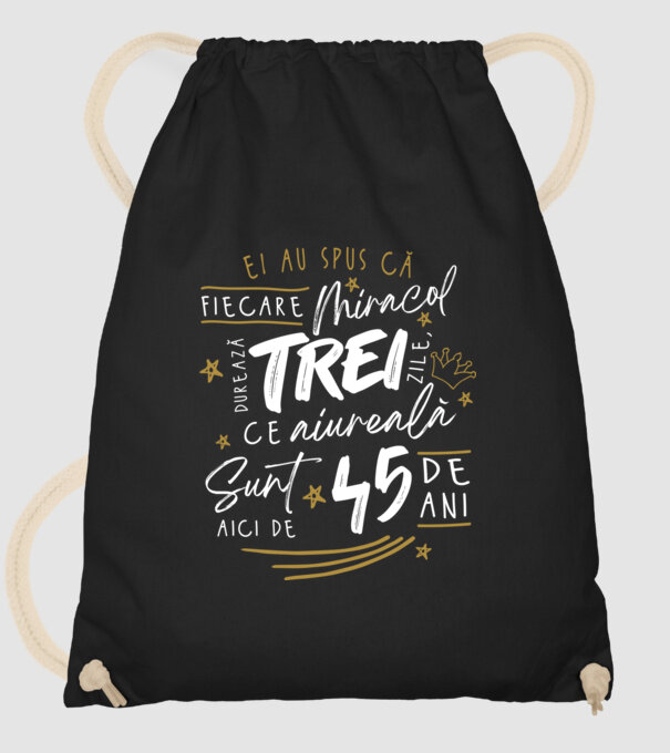 Miracol durează trei 45 de ani model negru pe tricou
