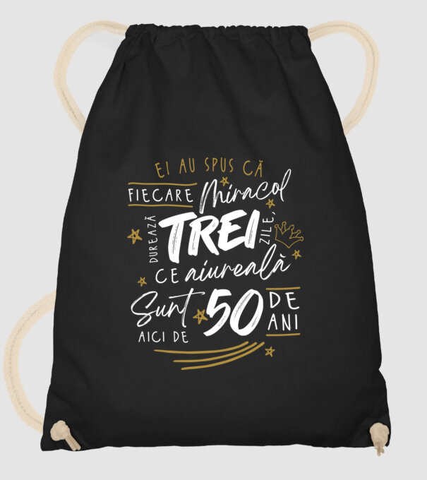 Miracol durează trei 50 de ani model negru pe tricou