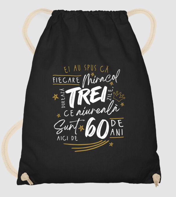 Miracol durează trei 60 de ani model negru pe tricou