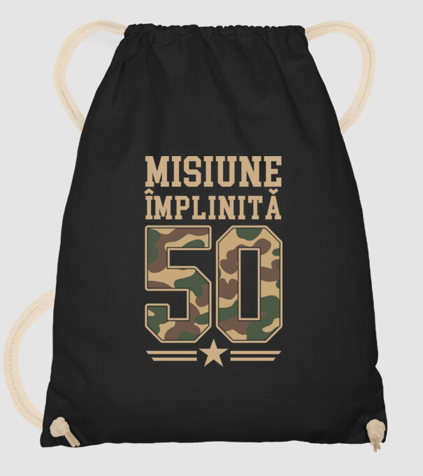 Misiune împlinită 50 model negru pe tricou