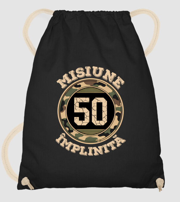 Misiune împlinită 50 model negru pe tricou