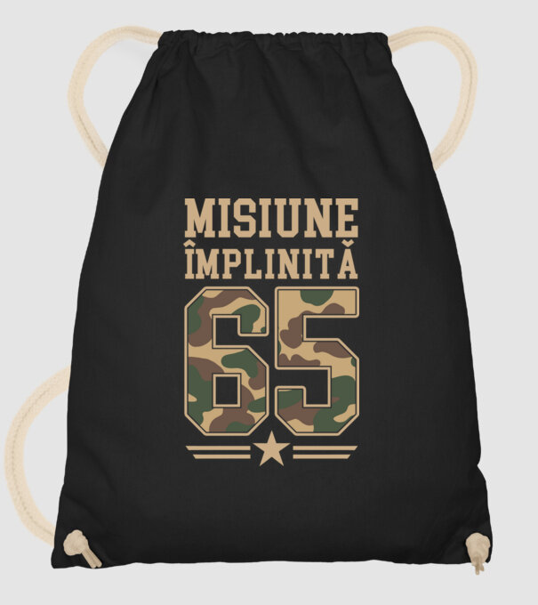 Misiune împlinită 65 model negru pe tricou