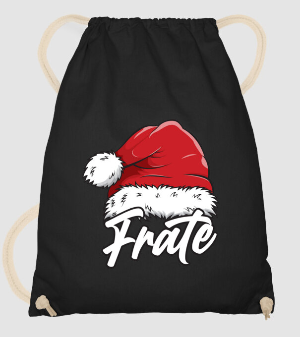 frate Santa Hat model negru pe tricou