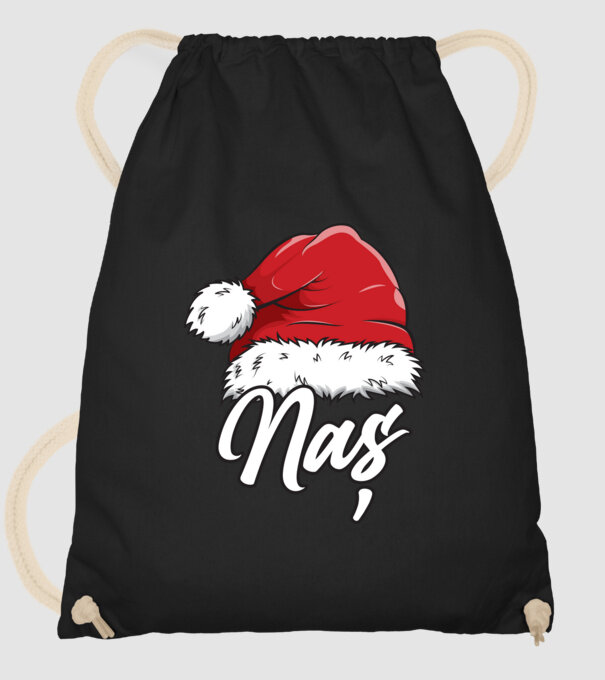 naș Santa Hat model negru pe tricou