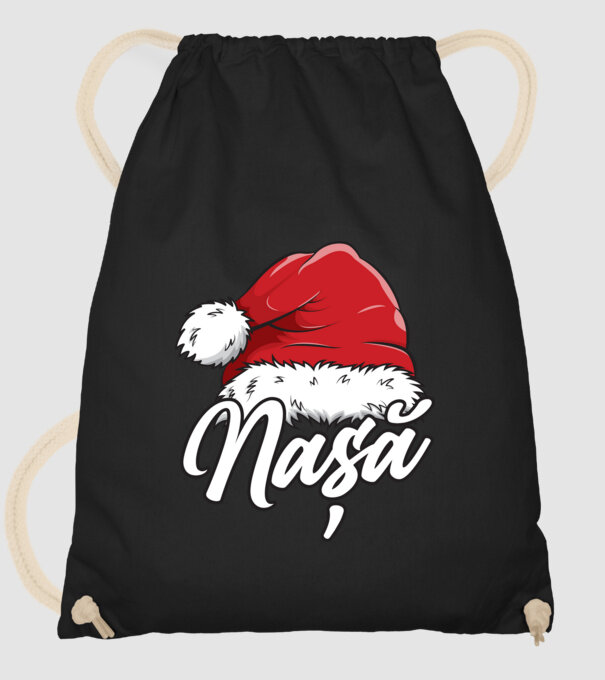 nașă Santa Hat model negru pe tricou