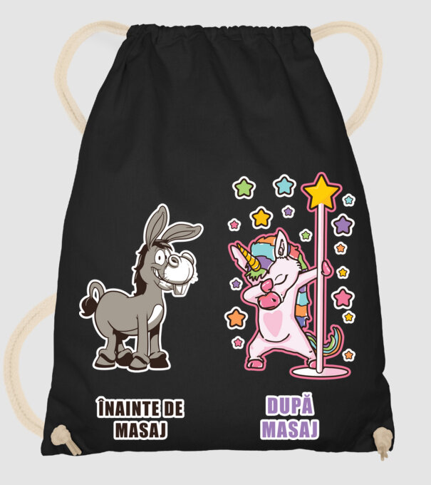 Înainte de masaj - După masaj model negru pe tricou