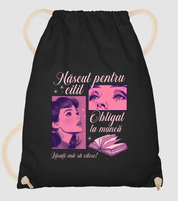 Născut pentru citit obligat la muncă lăsați-mă să citesc model negru pe tricou