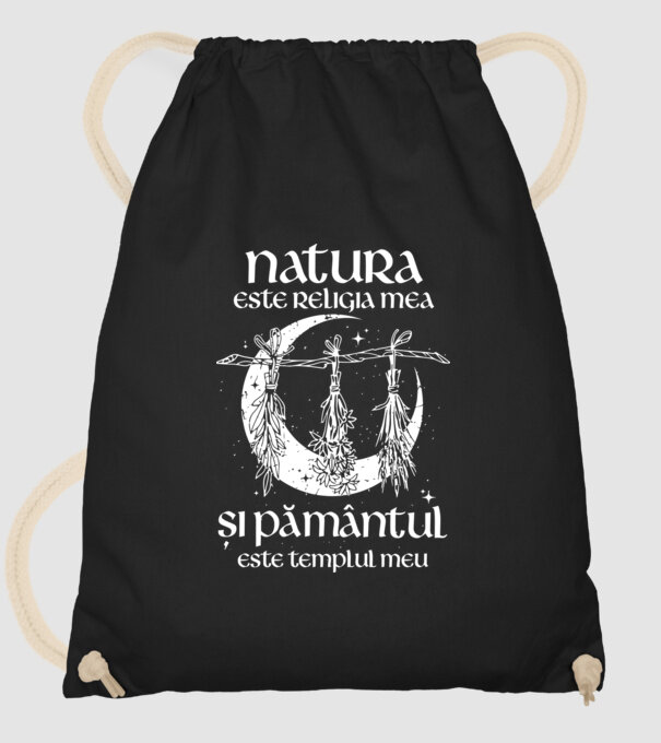Natura este religia mea model negru pe tricou