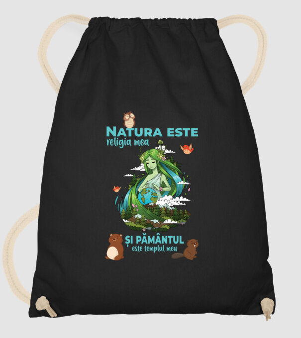Natura este religia mea și pământul este templul meu model negru pe tricou