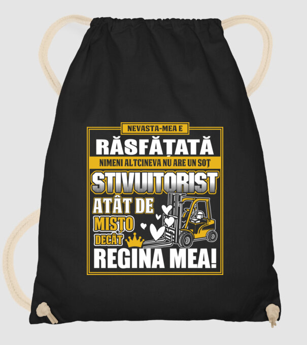Nevastă-mea e răsfățată, nimeni altcineva nu are un soț stivuitorist atât de mișto decât regina mea - D8678046-01 model negru pe tricou