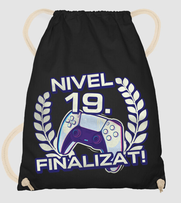 Nivel 19 finalizat! model negru pe tricou
