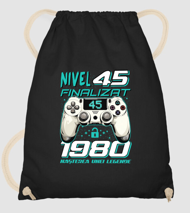 Nivel finalizat 45 1980 model negru pe tricou
