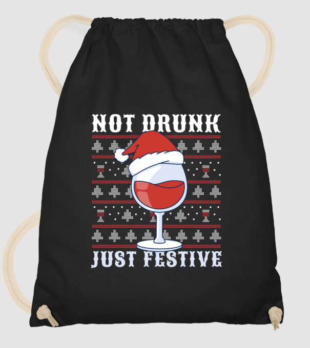 Not drunk just festive ugly sweater model negru pe tricou