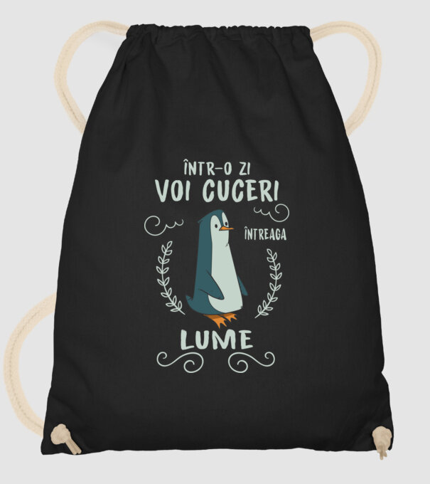 Într-o zi voi cuceri întreaga lume model negru pe tricou