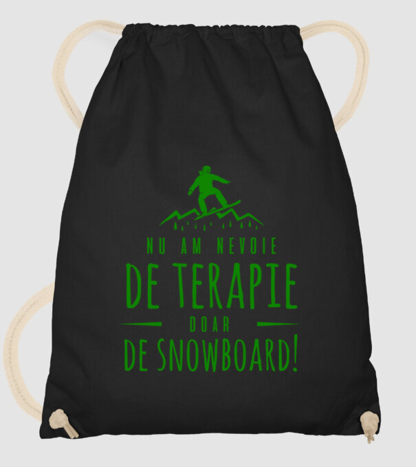 nu am nevoie de terapie doar de snowboard! model negru pe tricou