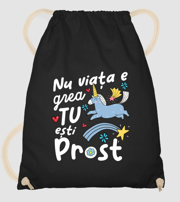 Nu viața e grea, tu ești prost model negru pe tricou