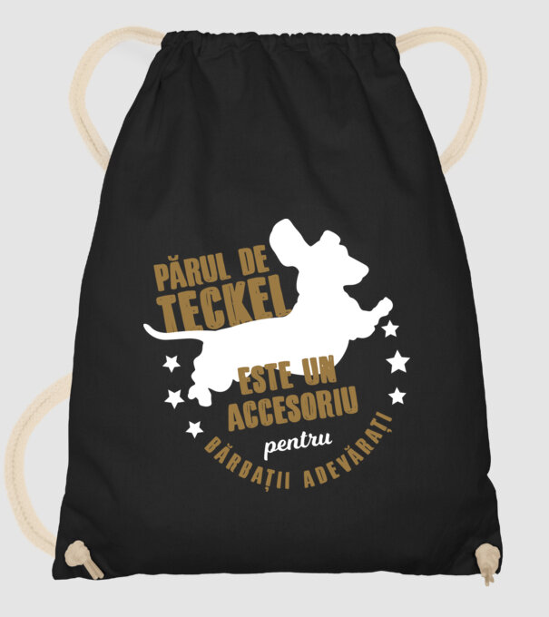 părul de teckel este un accesoriu pentru bărbații adevărați model negru pe tricou