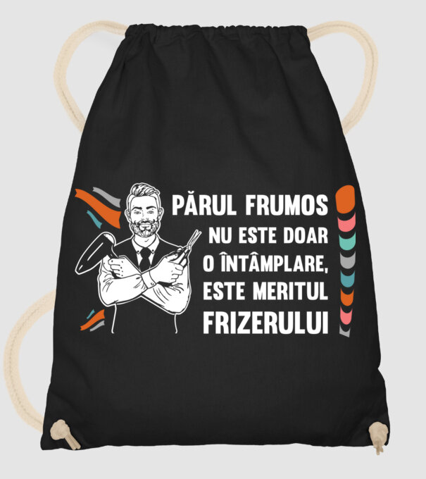 părul frumos nu este doar o întâmplare, este meritul frizerului model negru pe tricou