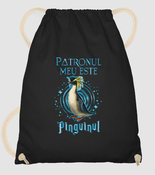 Patronul meu este PINGUINUL model negru pe tricou