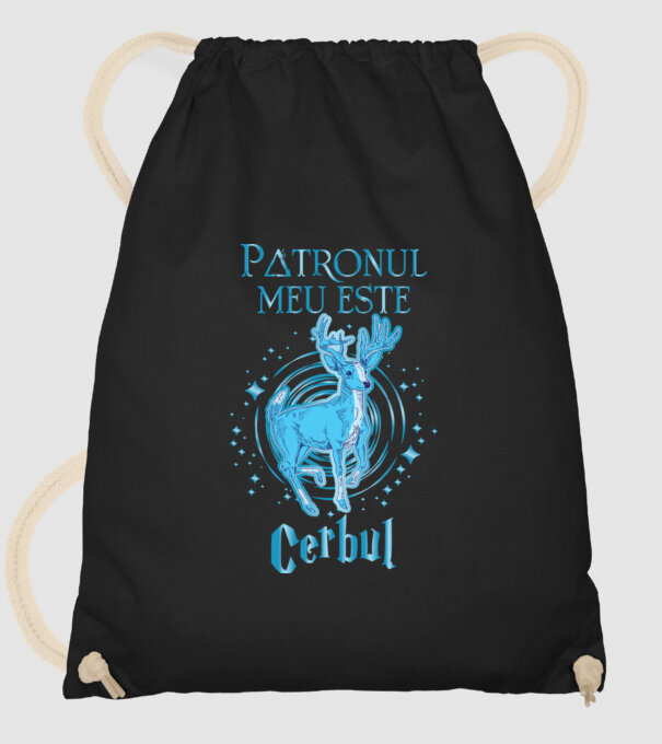 Patronul meu este CERBUL model negru pe tricou