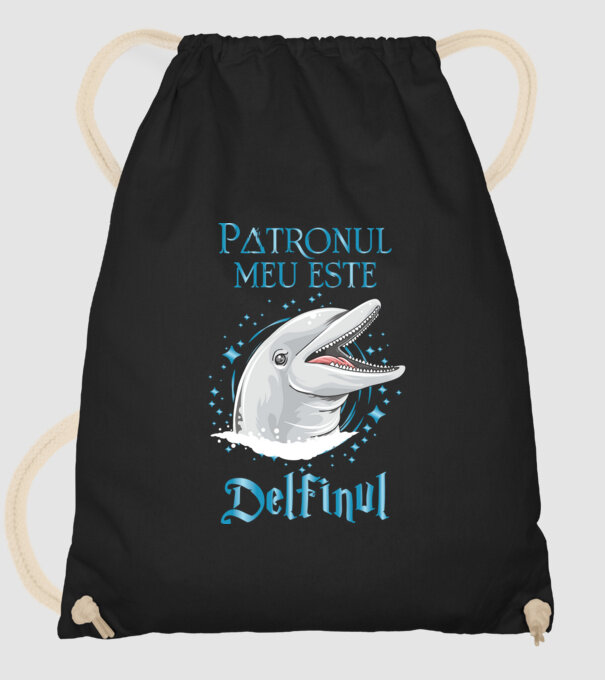 Patronul meu este DELFINUL model negru pe tricou