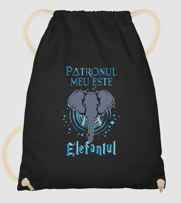 Patronul meu este ELEFANTUL model negru pe tricou