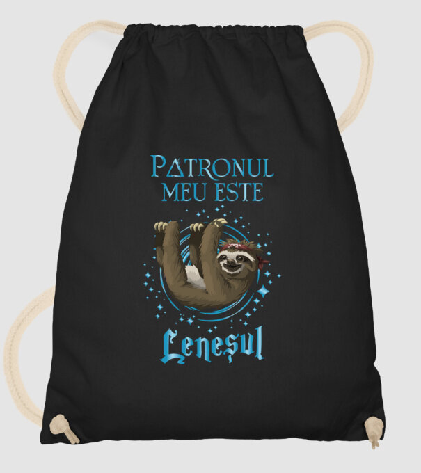 Patronul meu este LENEȘUL model negru pe tricou