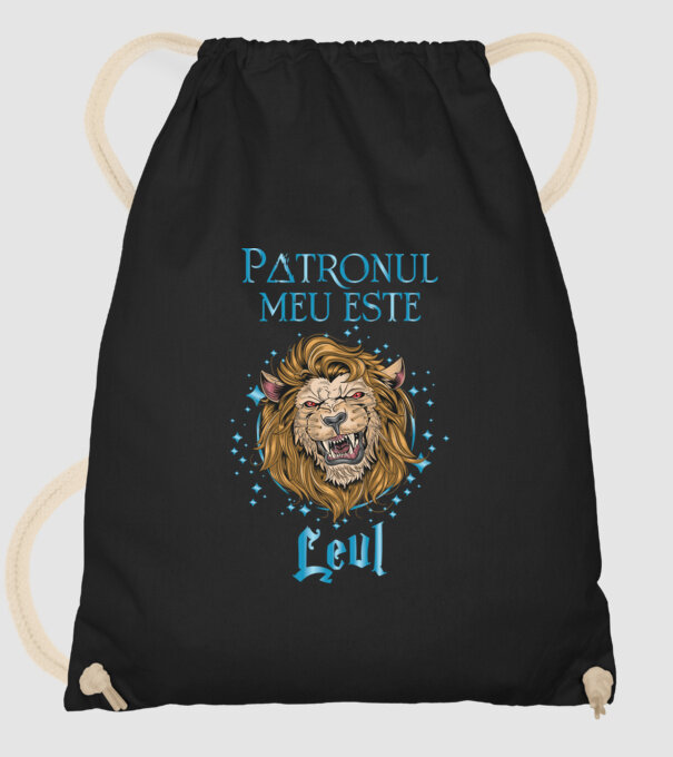 Patronul meu este LEUL model negru pe tricou