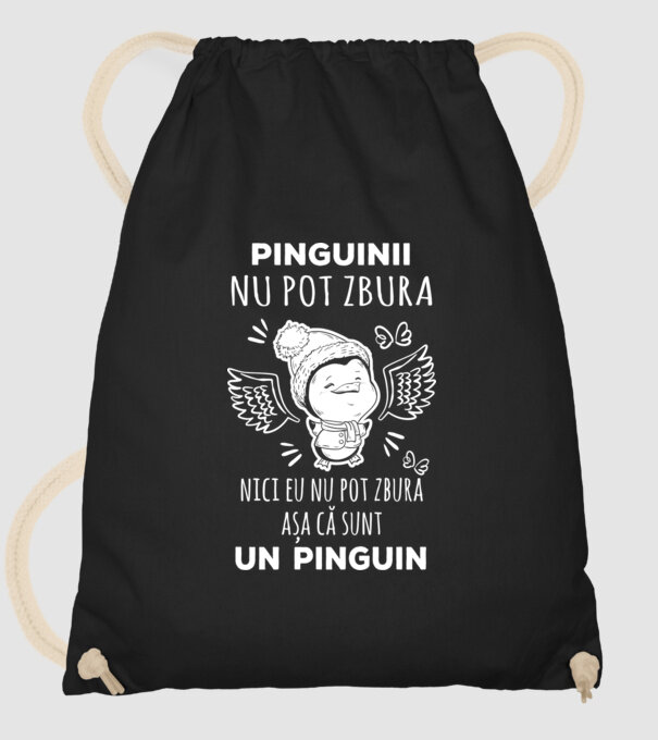 pinguinii nu pot zbura, nici eu nu pot zbura, așa că sunt un pinguin model negru pe tricou