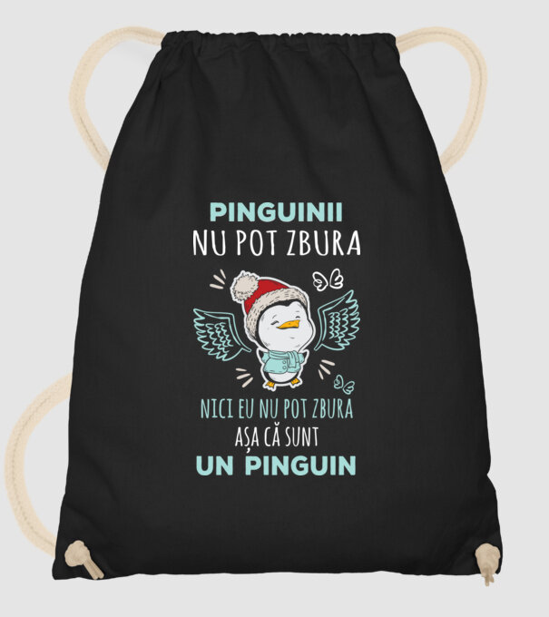 pinguinii nu pot zbura, nici eu nu pot zbura, așa că sunt un pinguin model negru pe tricou