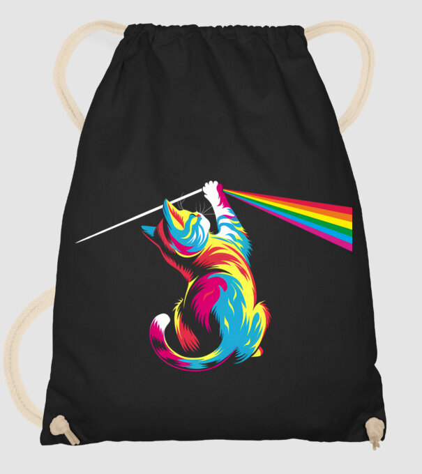 Pisica prismă model negru pe tricou