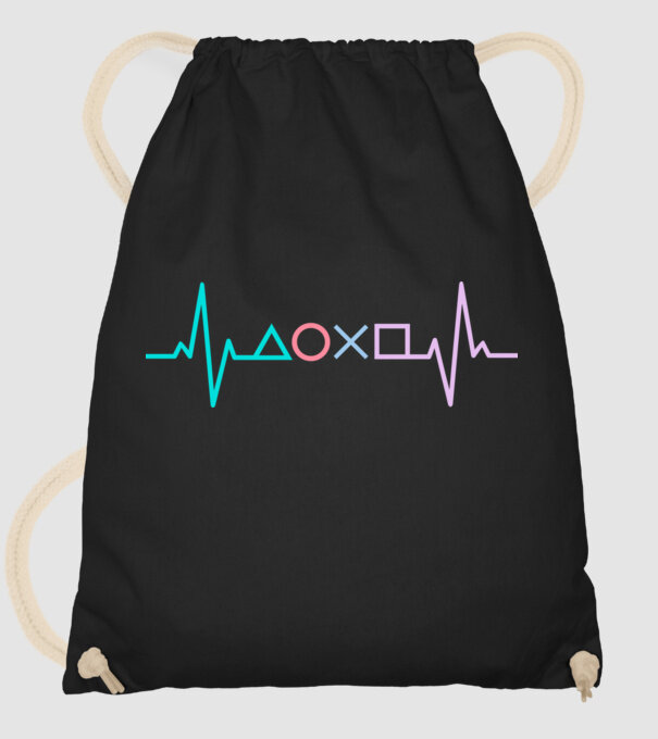 Playstation Symbols EKG model negru pe tricou