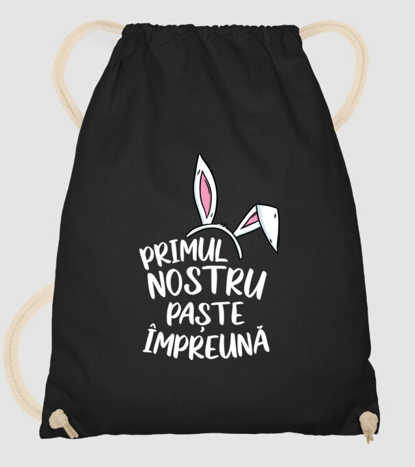 Primul nostru Paște împreună model negru pe tricou