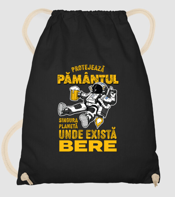 Protejează Pământul, singura planetă unde există bere model negru pe tricou