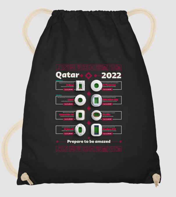 Qatar 2022 Stadiums model negru pe tricou