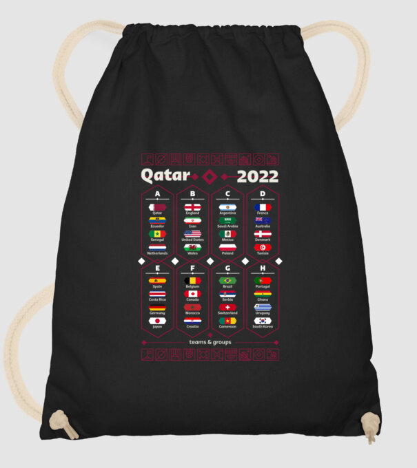 Qatar 2022 teams - groups model negru pe tricou