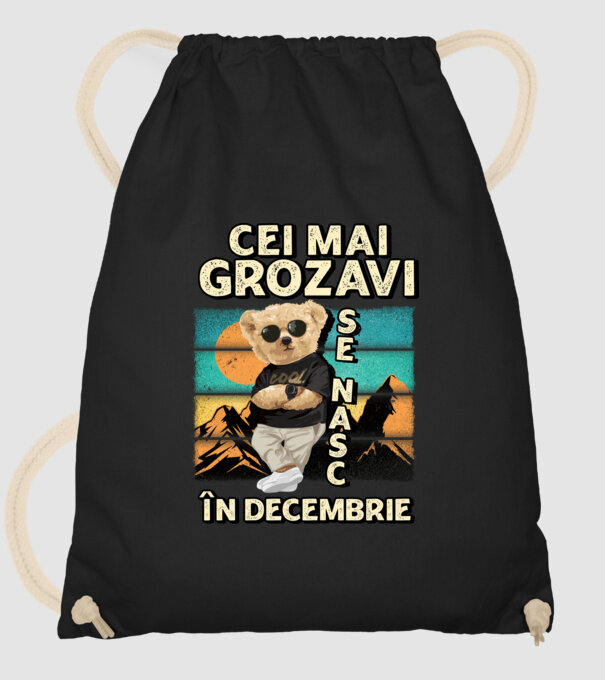 RETRO teddy DECEMBRIE model negru pe tricou