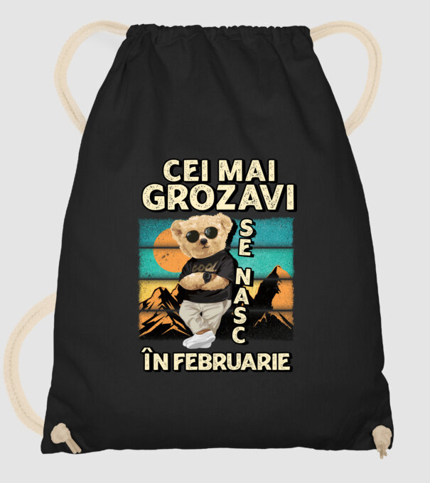 RETRO teddy FEBRUARIE model negru pe tricou