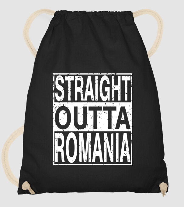 România straight outta model negru pe tricou