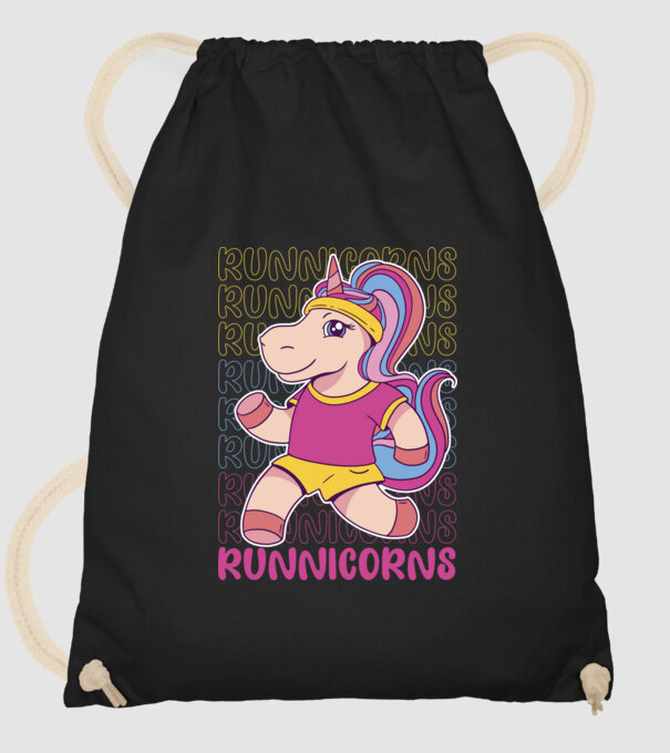 Runnicorns model negru pe tricou