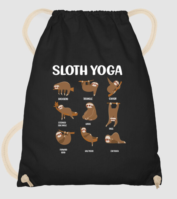 Sloth yoga model negru pe tricou