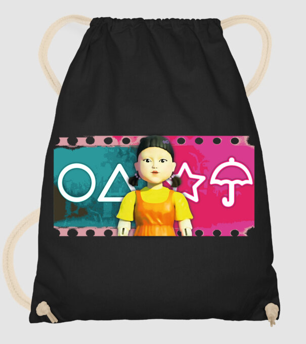 squid game drawing model negru pe tricou